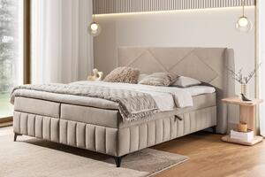 Posteľ Boxspring Wasil 160x200 s úložným priestorom - béžový zamat Element 6