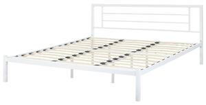 Biela kovová posteľ s rámom, 180 x 200 cm, nízke čelo, moderný dizajn