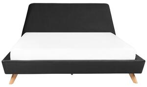 Čalúnená posteľ čierna 180 x 200 cm s lamelovým roštom, vysoké čelo, šikmý tvar, moderná