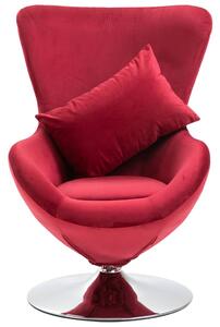 Otočná stolička v tvare vajca s vankúšom červená zamatová