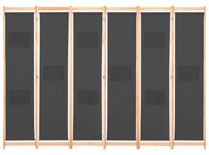 6-panelový paraván sivý 240x170x4 cm látkový