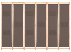 6-panelový paraván hnedý 240x170x4 cm látkový