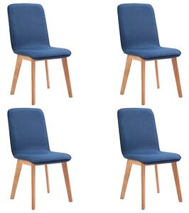 Jedálenské stoličky 4 ks, modré, látka a dubový masív