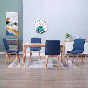 Jedálenské stoličky 4 ks, modré, látka a dubový masív