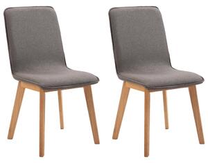 Jedálenské stoličky 2 ks, sivohnedé, látka a dubový masív