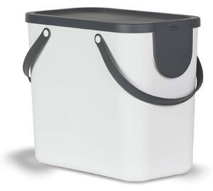 Odpadkový kôš stohovateľný, s nálepkami ALBULA, 25 l, biely/antracit