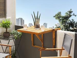 Skladací stôl na balkón svetlý drevený agátové drevo 60 x 40 cm balkón záhrada terasa