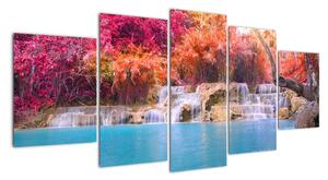 Obraz vodopádu a farebné prírody (Obraz 150x70cm)