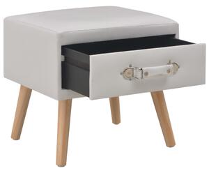 Nočný stolík z umelej kože biely 40x35x40 cm