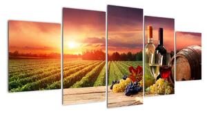Obraz - víno a vinice pri západe slnka (Obraz 150x70cm)