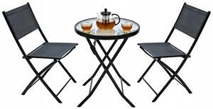 TRENDIE Balkónový set nábytku – stolík s priemerom 50 cm + 2 stoličky