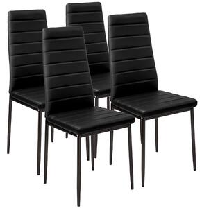 Tectake 401843 4 jedálenské stoličky, syntetická koža - čierna