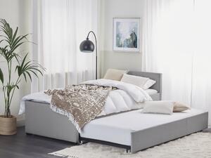 Rozkladacia posteľ sivá látková čalúnená EU single size 90x200 cm posteľ pre hostí
