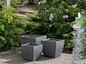 Kvetináč štvorcový čierny záhradný moderný sada 3ks