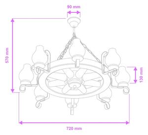 Brilagi - Luster na reťazi ROATA 8xE14/40W/230V pr. 70 cm buk/orech