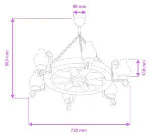 Brilagi - Luster na reťazi ROATA 6xE14/40W/230V priemer 70 cm buk/orech