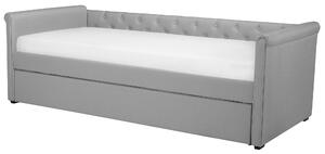 Rozkladacia posteľ sivá čalúnená EU single size 90x200 cm posteľ pre hostí
