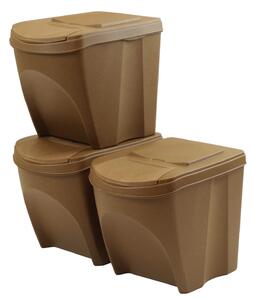 Odpadkové koše na triedený odpad, sada 3 ks x 25 l SORTIBOX - ECO WOOD