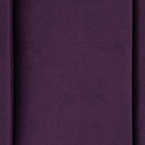 Posteľ fialová zamatová čalúnená 160 x 200 cm s roštom a úložným priestorom vysoké čelo odkladacia lavica