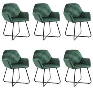 Jedálenské stoličky 6 ks zelené zamatové