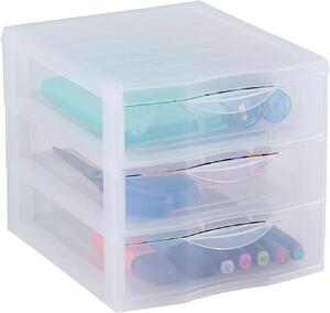 SUNDIS Úložný box s 3 zásuvkami, transparentný, ORGAMIX A4 3T