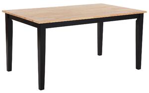 Jedálenský stôl svetlé drevo kaučukové drevo 75 x 150 x 90 cm čierne drevené nohy škandinávsky kuchynský stôl
