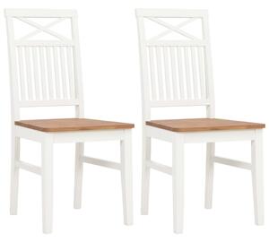 Jedálenské stoličky 2 ks, biele, dubový masív