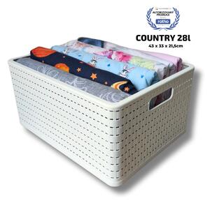 Rotho Úložný box Country 28 l, biela