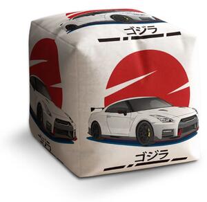 Sablio Taburet Cube Nissan GTR 35 Japonské slnko - 40x40x40 cm