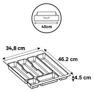 Vložka / príborník do 45 cm zásuvky - CUTLERY sivý plast 35 x 46 cm