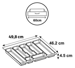 Vložka / príborník do 60 cm zásuvky - CUTLERY sivý plast 50 x 46 cm