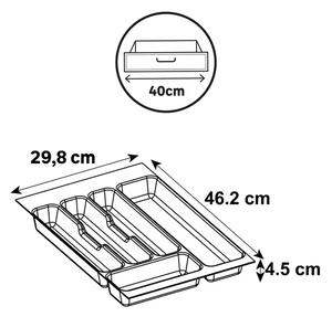Vložka / príborník do 40 cm zásuvky - CUTLERY sivý plast 30 x 46 cm