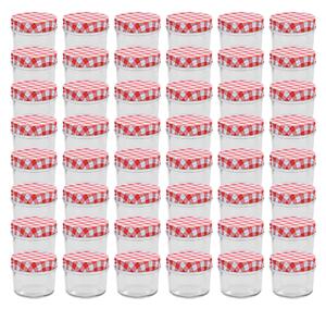 Sklenené zaváracie poháre s bielo-červenými viečkami 48 ks 110 ml