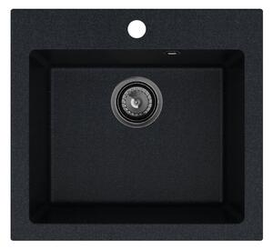Sink Quality Ferrum 50, kuchynský granitový drez 490x450x195 mm + čierny sifón, brocade, SKQ-FER.B.1K50.XB