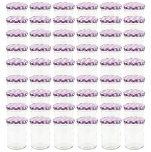 Zaváracie poháre s bielo-fialovými viečkami 48 ks 400 ml sklo