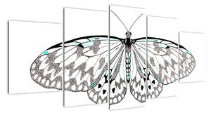 Čiernobiely motýľ (Obraz 150x70cm)