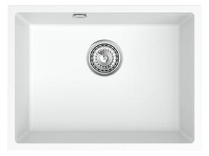 Sink Quality Crypton 60, kuchynský granitový drez 535x400x205 mm + chrómový sifón, biela, SKQ-CRY.W.1KBO.60.X