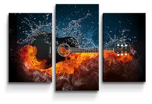 Sablio Obraz - 3-dílný Ohnivá gitara - 75x50 cm