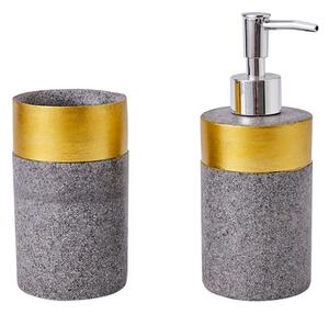 Kúpeľňový pohár na kefky piesok šedo-zlatý, 10 cm