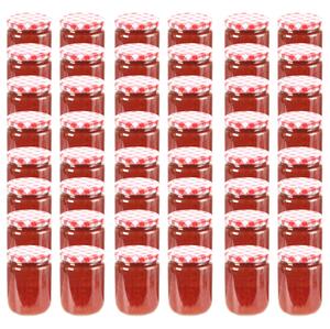 Zaváracie poháre s bielo-červenými viečkami 48 ks 230 ml sklo