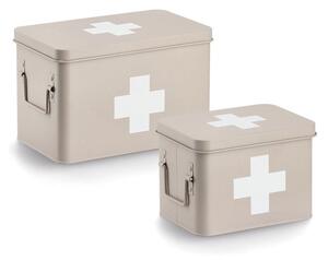 Zeller Present Lekárnička, kovový box na lieky, 2v1, béžová, MEDICINE XL 32x20x20