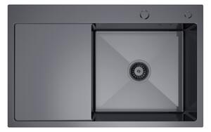 Erga HD, 1-komorový oceľový drez 780x490x210 mm, pravý, grafitová, ERG-MLS-HD7849RB