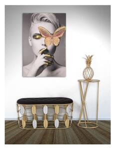 Odkladací stolík v čierno-zlatej farbe Mauro Ferretti Glam Simple, výška 75 cm