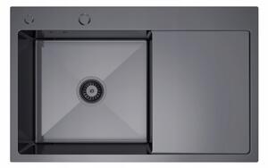 Erga HD, 1-komorový oceľový drez 780x490x210 mm, ľavý, grafitová, ERG-MLS-HD7849LB