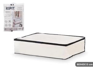 Arte Regal Textilný úložný box na uschovanie oblečenia a posteľnej bielizne, WHITE KIPIT, 80x45x15, biely