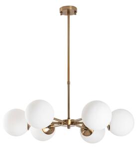 Biele/v mosadznej farbe závesné svietidlo so skleneným tienidlom ø 73 cm Akkas – Opviq lights