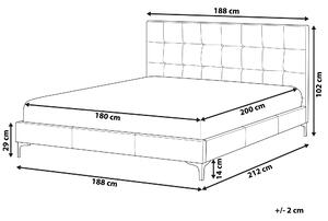 Čalúnená posteľ, sivá, ekokoža 180 x 200 cm s rámom a prešívaným čelo
