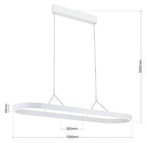 Závesné svetlo Carrara LED, biele, výškovo nastaviteľné, CCT