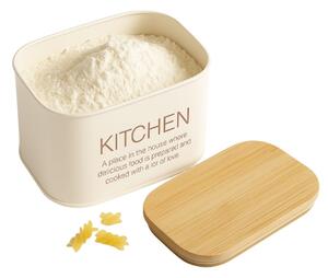 Zeller Present Plechová dóza s bambusovým vekom, biela KITCHEN ZELLER 1,2l - 17 x 12 x 9 cm