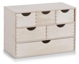 Zeller Present Drevený organizér so 6 zásuvkami na písacie a kancelárske potreby ZELLER 40 x 20 x 28 cm